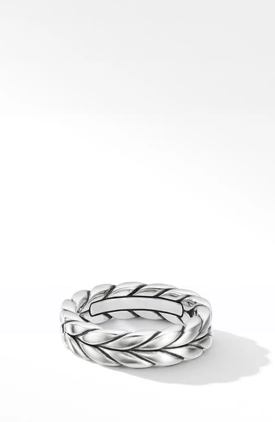 Shop David Yurman Chevron Woven Band Ring In Silver