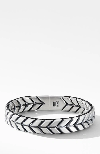 Shop David Yurman Chevron Woven Bracelet In Silver