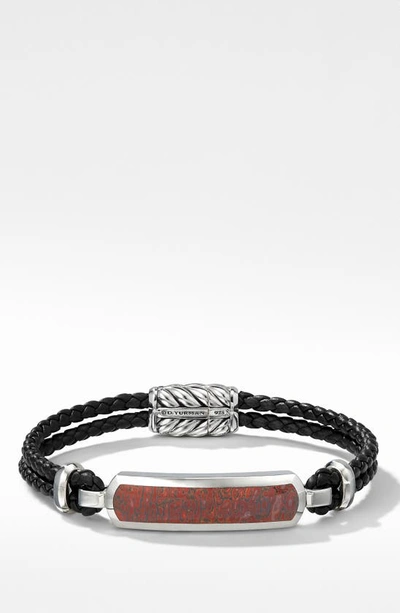 Shop David Yurman Exotic Stone Bar Station Leather Bracelet With Red Agate