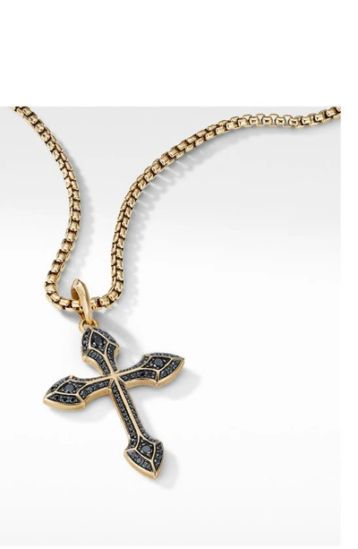 Shop David Yurman Gothic Cross Amulet With Pavé Stones & 18k Gold In Black Diamond