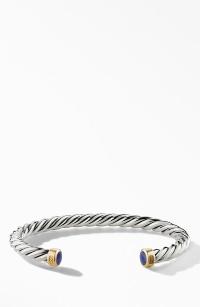 Shop David Yurman Cable Cuff Bracelet With 18k Gold & Semiprecious Stone In Lapis