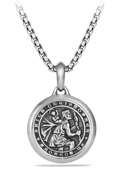 Shop David Yurman St. Christopher Amulet In Silver