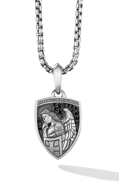 Shop David Yurman St. Michael Black Diamond Pendant In Silver Pave