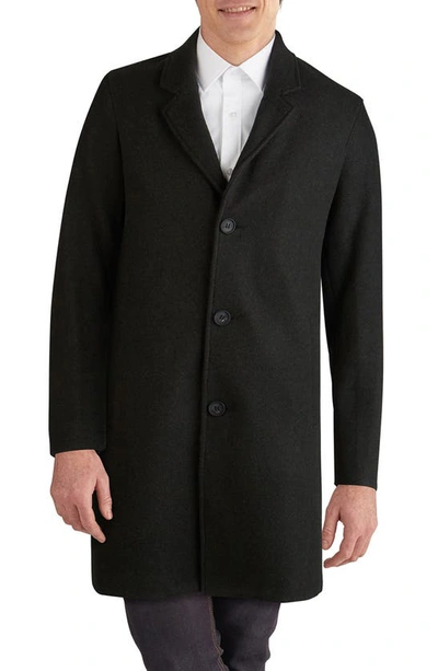 Shop Cole Haan Regular Fit Stretch Wool Coat In Black