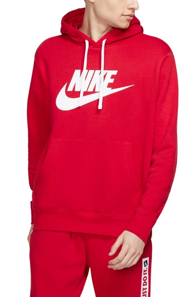 Shop Nike Sportswear Club Fleece Logo Hoodie In Unvred/white