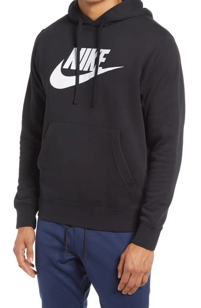 Shop Nike Sportswear Club Fleece Logo Hoodie In Black/white