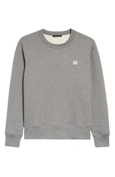 Shop Acne Studios Fairview Face Crewneck Sweatshirt In Light Grey Melange
