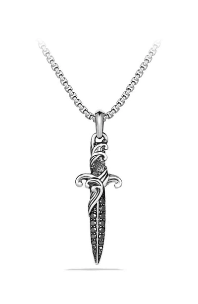 Shop David Yurman Waves Dagger Amulet With Black Diamonds
