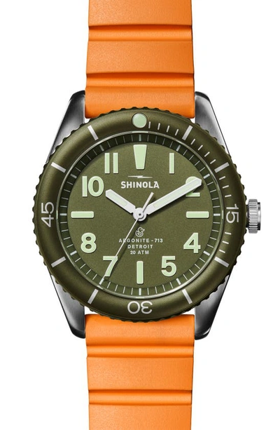 Shop Shinola Duck Rubber Strap Watch Gift Set, 42mm In Orange/ Green/ Stainless Steel