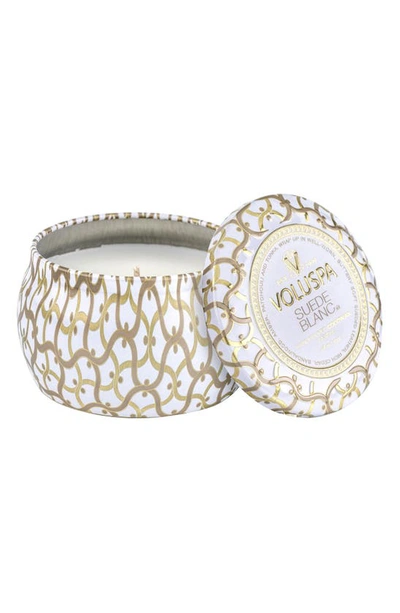 Voluspa Suede Blanc Mini Tin Candle In Suede Blanc