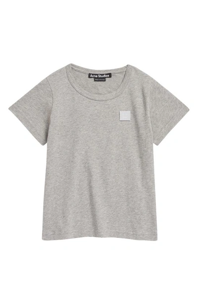 Shop Acne Studios Kids' Mini Nash Face Patch T-shirt In Light Grey Melange