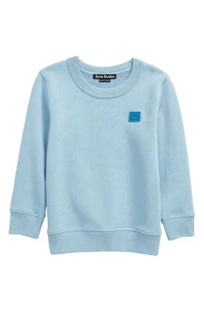 Shop Acne Studios Kids' Mini Fairview Face Patch Sweatshirt In Powder Blue