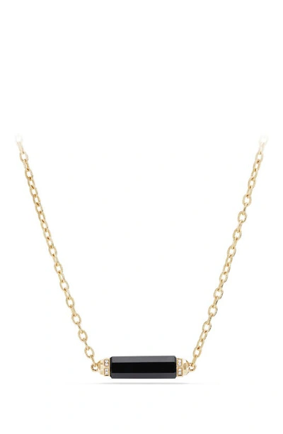 Shop David Yurman Barrels Single Station Necklace With Diamonds In Black Onyx