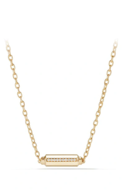 Shop David Yurman Barrels Single Station Necklace With Diamonds In Yellow Gold