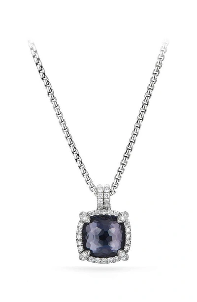 Shop David Yurman Chatelaine Pavé Bezel Pendant Necklace With Black Orchid And Diamonds In Amethyst/ Hemetine