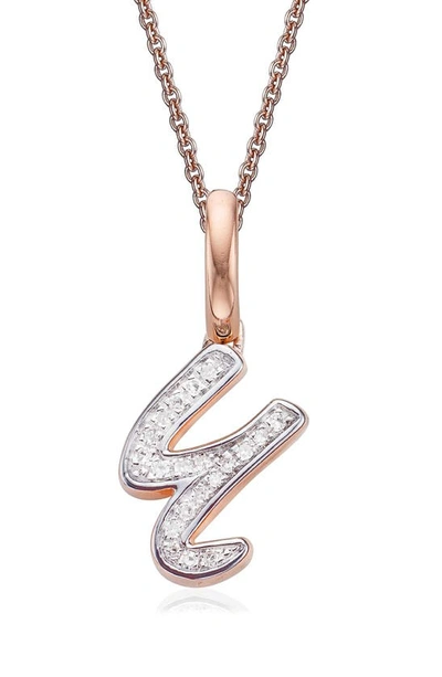 Shop Monica Vinader Diamond Initial Pendant Charm In Rose Gold/ Diamond- U