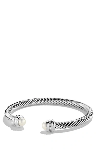 Shop David Yurman Cable Classics Bracelet With Semiprecious Stones & Diamonds In Pearl