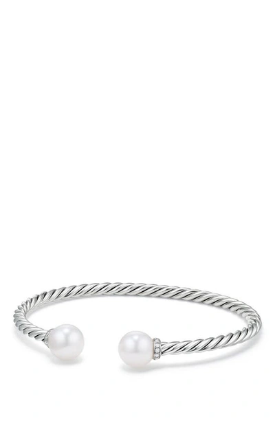 Shop David Yurman Solari Bead Bracelet With Diamonds In Silver/ Diamond/ Pearl