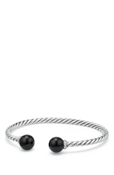 Shop David Yurman Solari Bead Bracelet With Diamonds In Silver/ Diamond/ Black Onyx