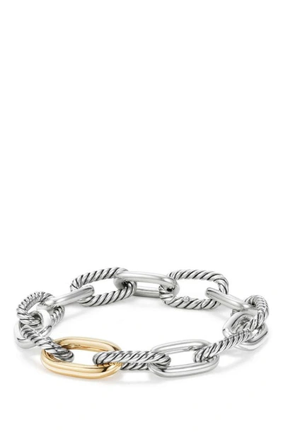 Shop David Yurman Dy Madison Chain Medium Bracelet In Gold/ Silver