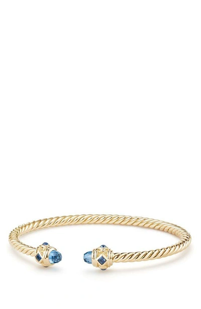 Shop David Yurman Renaissance Bracelet In Gold/ Hampton Blue Topaz