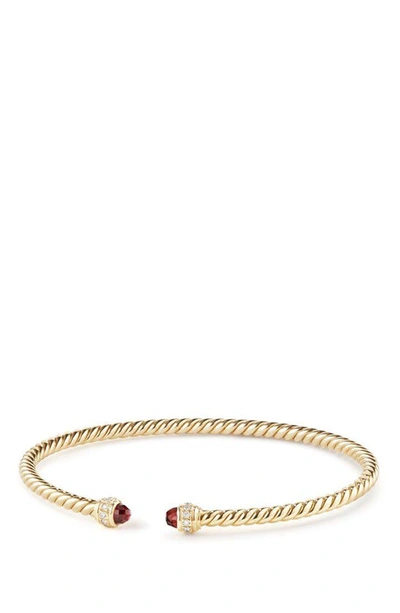 Shop David Yurman Cable Spira Bracelet In Gold/ Diamond/ Garnet