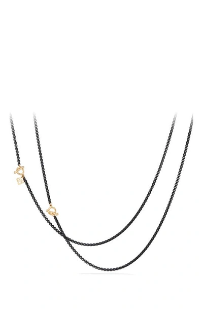 Shop David Yurman Dy Bel Aire Chain Necklace With 14k Gold Accents In Black