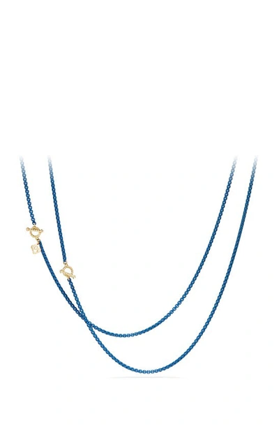 Shop David Yurman Dy Bel Aire Chain Necklace With 14k Gold Accents In Navy