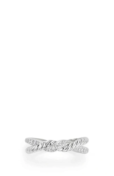 Shop David Yurman Continuance Twist Ring With Diamonds In Silver/ Diamond