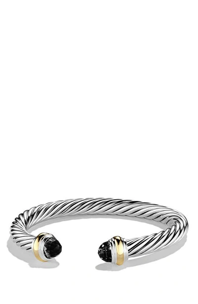 Shop David Yurman Cable Classics Bracelet With Semiprecious Stones & 14k Gold, 7mm In Black Onyx