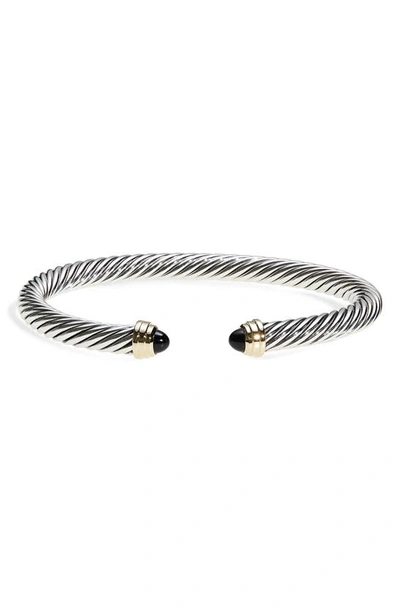 Shop David Yurman Cable Classics Bracelet With Semiprecious Stones & 14k Gold, 5mm In Black Onyx