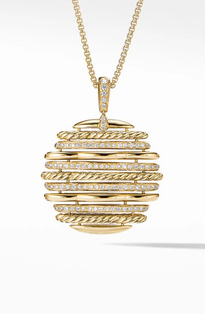 Shop David Yurman Tides Pendant Necklace In Gold/ Diamond