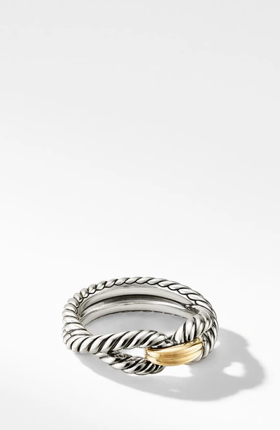 Shop David Yurman Cable Loop Ring With 18k Gold In Yellow Gold/ Sterling Silver