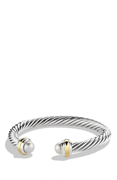 Shop David Yurman Cable Classics Bracelet With Semiprecious Stones & 14k Gold, 7mm In Pearl