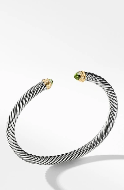 Shop David Yurman Cable Classics Bracelet With Semiprecious Stones & 14k Gold, 5mm In Bo 14kyss