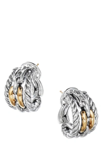 Shop David Yurman Wellesley Link Hoop Earrings With 18k Gold In 18k Yellow Gold/ Silver