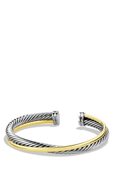 Shop David Yurman 'crossover' Cuff With Gold In Two Tone
