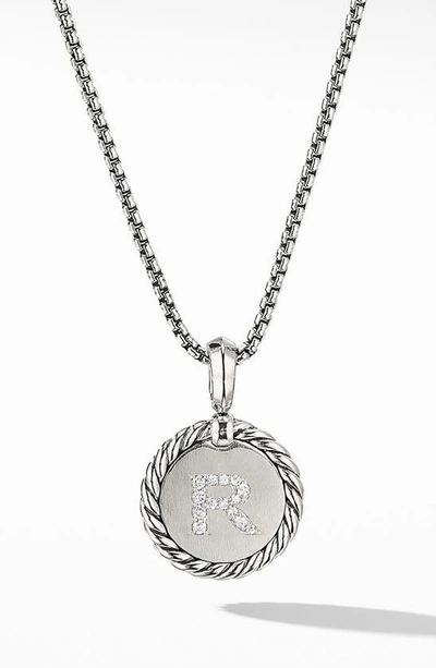 Shop David Yurman Initial Charm Necklace With Diamonds In Silver/ Diamond-r