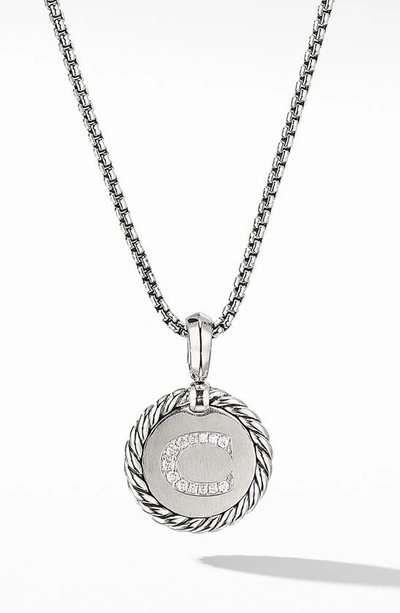 Shop David Yurman Initial Charm Necklace With Diamonds In Silver/ Diamond-c