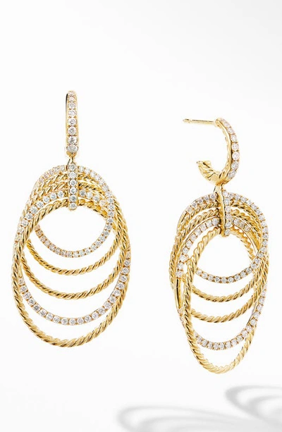 Shop David Yurman Dy Origami 18k Yellow Gold Drop Earrings With Diamonds In Yellow Gold/ Diamond