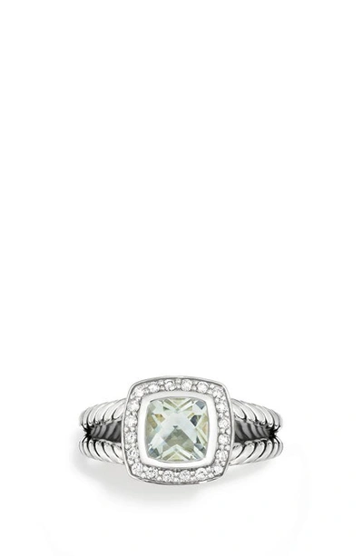 Shop David Yurman Albion Petite Ring With Semiprecious Stone & Diamonds In Prasiolite