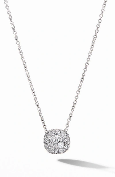 Shop David Yurman Cushion Stud Pendant Necklace In Diamond/ White Gold