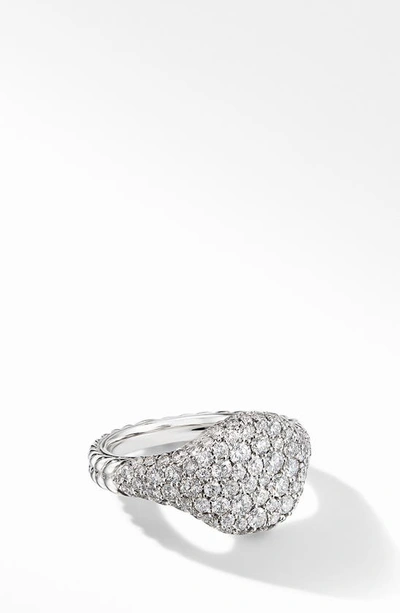 Shop David Yurman Mini Chevron Pinky Ring In Diamond