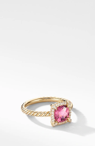 Shop David Yurman Petite Chatelaine® Pavé Bezel Ring In Pink Tourmaline