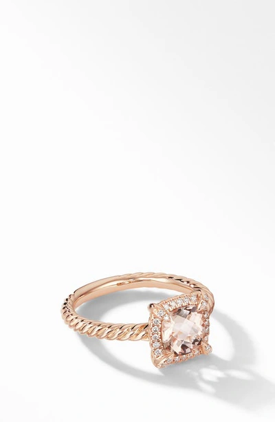 Shop David Yurman Petite Chatelaine® Pavé Bezel Ring In Morganite