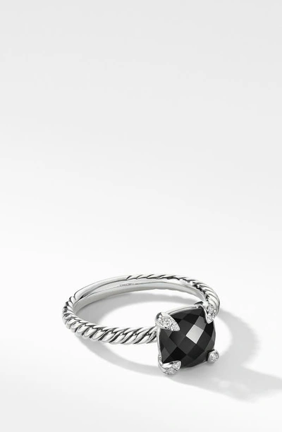 Shop David Yurman Chatelaine® Ring With Semiprecious Stone And Diamonds In Black Onyx