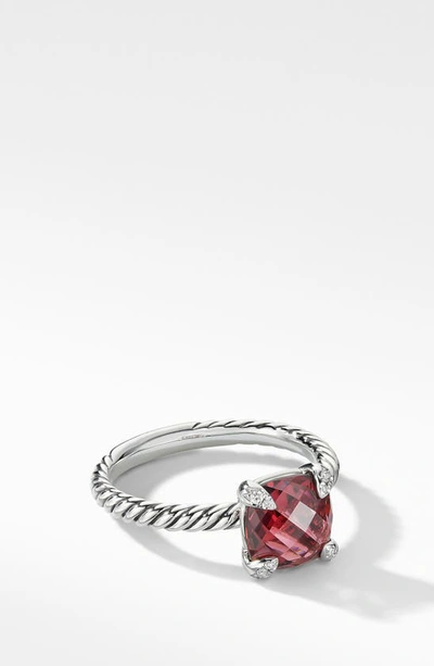 Shop David Yurman Chatelaine® Ring With Semiprecious Stone And Diamonds In Rhodalite Garnet