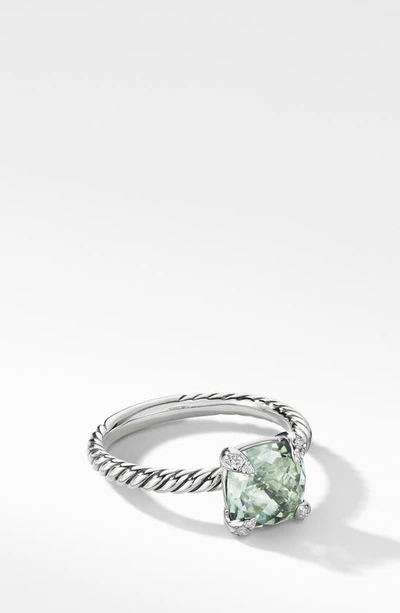 Shop David Yurman Chatelaine® Ring With Semiprecious Stone And Diamonds In Prasiolite