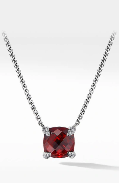 Shop David Yurman Chatelaine® Pendant Necklace With Diamonds In Rhodalite Garnet