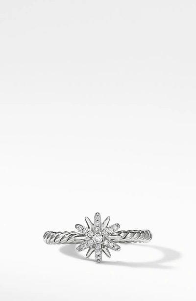 Shop David Yurman Petite Starburst Ring With Pavé Diamonds In Diamond/ Silver